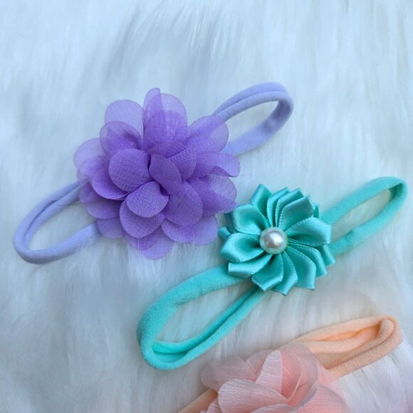 New Flower Baby Headbands – 5-Pack for Newborn Girls, Soft & Stretchy - Picture 2 of 3